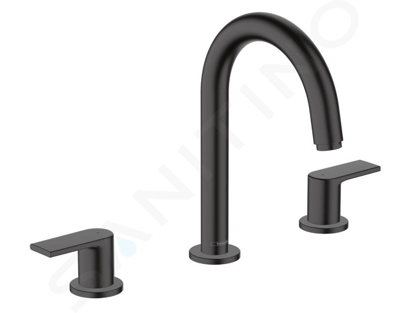 Hansgrohe Vernis Shape - Waschtischeinhebelmischer mit Ablaufgarnitur, 3-Loch Installation, schwarz matt 71563670