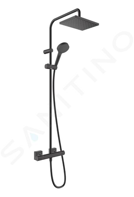 Hansgrohe Vernis Shape - Conjunto de ducha Showerpipe 230 con termostato, EcoSmart, negro mate 26097670