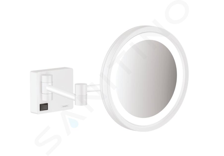 Hansgrohe AddStoris - Espejo cosmético de pared con iluminación LED, blanco mate 41790700