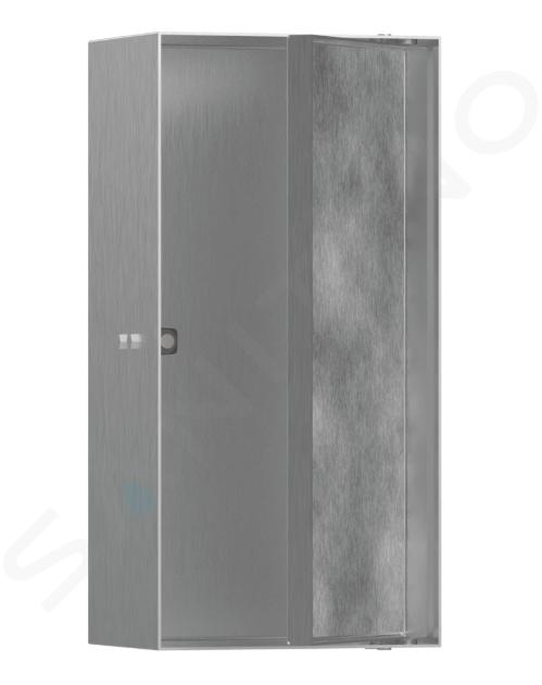 Hansgrohe XtraStoris Rock - Hornacina de pared con puerta alicatable, 300x150x100 mm, acero inoxidable cepillado 56082800