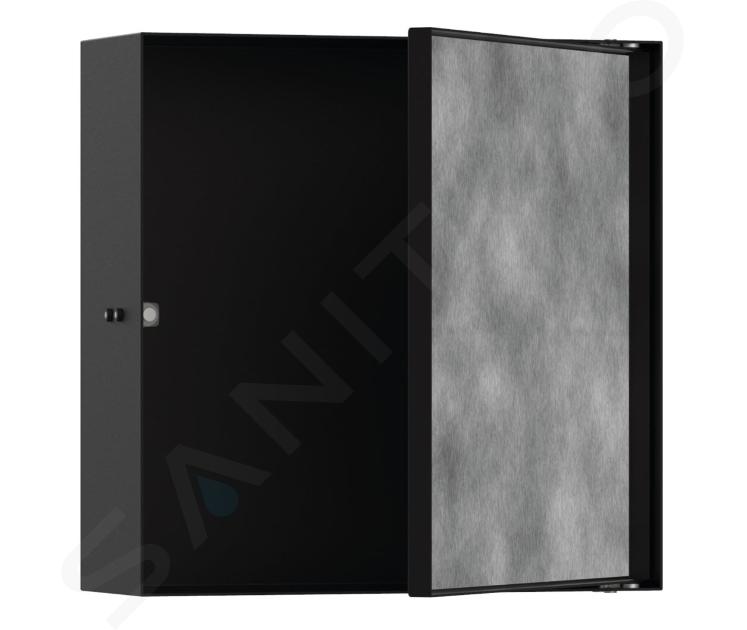 Hansgrohe XtraStoris Rock - Mensola a parete, con sportelli, 30x30x10 cm, nero opaco 56085670