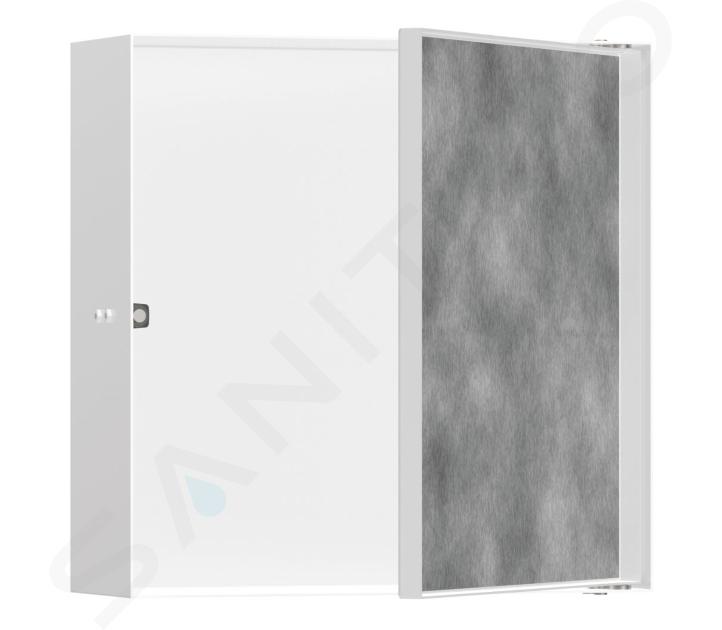 Hansgrohe XtraStoris Rock - Mensola a parete, con sportelli, 30x30x10 cm, bianco opaco 56085700