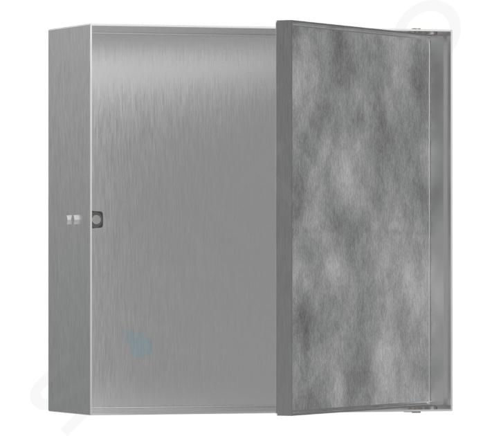 Hansgrohe XtraStoris Rock - Mensola a parete, con sportelli, 30x30x10 cm, acciaio inox spazzolato 56085800