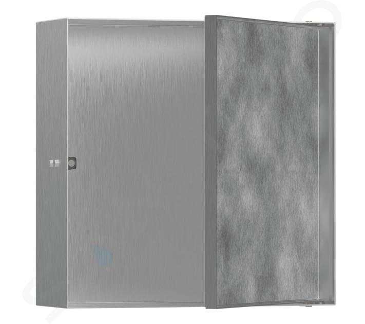 Hansgrohe XtraStoris Rock - Poliță de perete, cu ușă, 300x300x100 mm, oțel inoxidabil 56085800