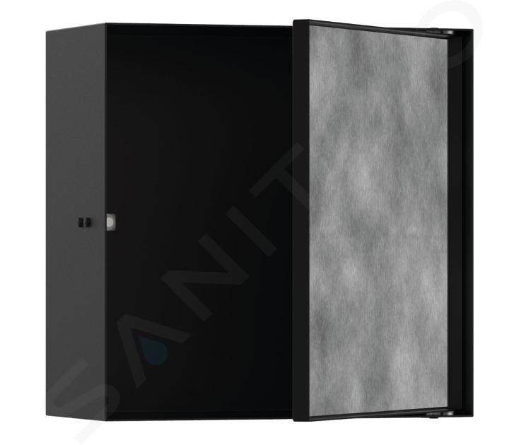 Hansgrohe XtraStoris Rock - Hornacina de pared con puerta alicatable, 300x300x140 mm, negro mate 56091670