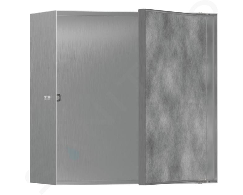 Hansgrohe XtraStoris Rock - Mensola a parete, con sportelli, 30x30x14 cm, acciaio inox spazzolato 56091800