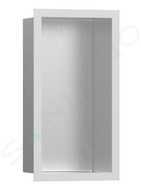 Hansgrohe XtraStoris Individual - Poliță de perete cu ramă de design, 300x150x100 mm, oțel inoxidabil /alb mat 56094700