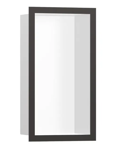 Levně Hansgrohe XtraStoris Individual - Výklenek do stěny s designovým rámem, 30x15x10 cm, matná bílá/kartáčovaný černý chrom 56096340