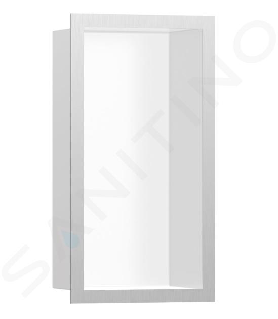 Hansgrohe XtraStoris Individual - Mensola a parete con telaio di design, 300x150x100 mm, bianco opaco/acciaio inox spazzolato 56096800