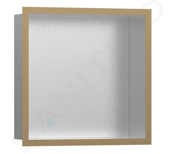 Hansgrohe XtraStoris Individual - Wnęka ścienna z ozdobną ramką, 30x30x10 cm, stal szlachetna szczotkowana/brąz szczotkowany 56097140