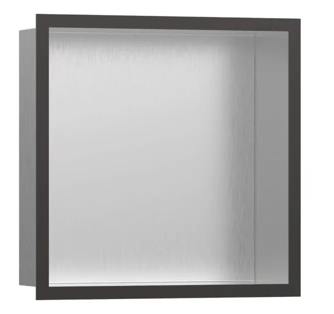 Levně Hansgrohe XtraStoris Individual - Výklenek do stěny s designovým rámem, 30x30x10 cm, kartáčovaná nerez/kartáčovaný černý chrom 56097340