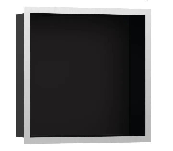 Levně Hansgrohe XtraStoris Individual - Výklenek do stěny s designovým rámem, 30x30x10 cm, matná černá/kartáčovaná nerez 56098800