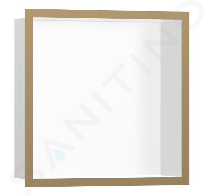 Hansgrohe XtraStoris Individual - Honracina de pared con marco decorativo, 300x300x100 mm, blanco mate/bronce cepillado 56099140