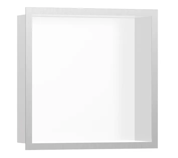 Levně Hansgrohe XtraStoris Individual - Výklenek do stěny s designovým rámem, 30x30x10 cm, matná bílá/kartáčovaná nerez 56099800