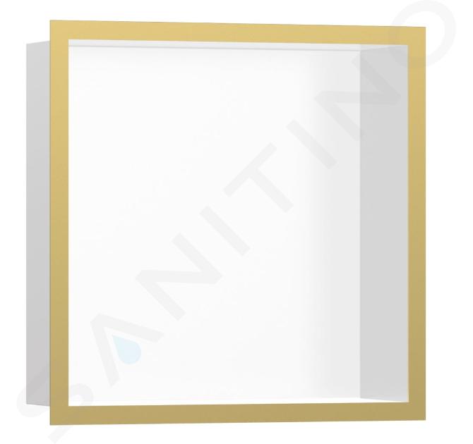 Hansgrohe XtraStoris Individual - Niche murale avec cadre design, 30x30x10 cm, blanc mat / aspect d'or poli 56099990