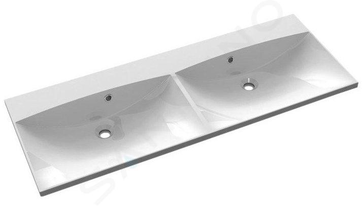 Sapho Maria - Lavabo doble 1200x460 mm, con rebosadero, sin agujero para grifo, blanco MA120-0