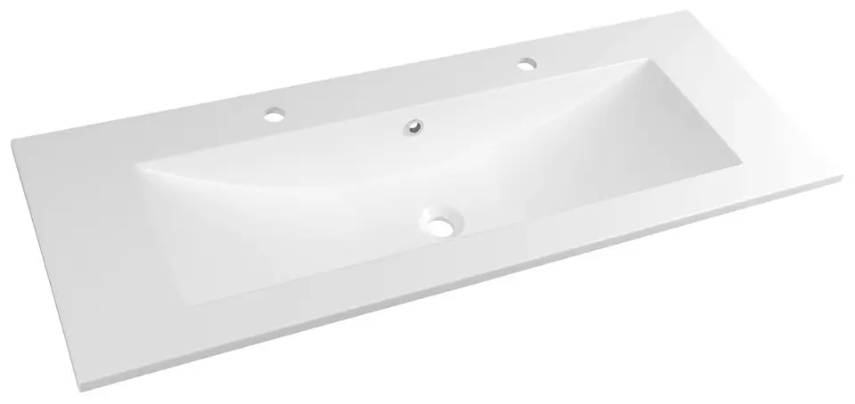 Sapho Yukon - Dubbele wastafel 120x45 cm, met overloop, met 2 kraangaten, wit YU122
