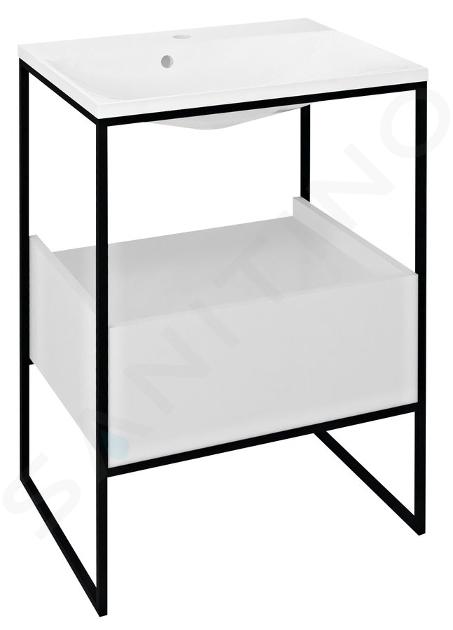 Sapho Ska - Mueble bajo lavabo 60x85x46 cm, 1x cajón, negro mate/blanco SKA601