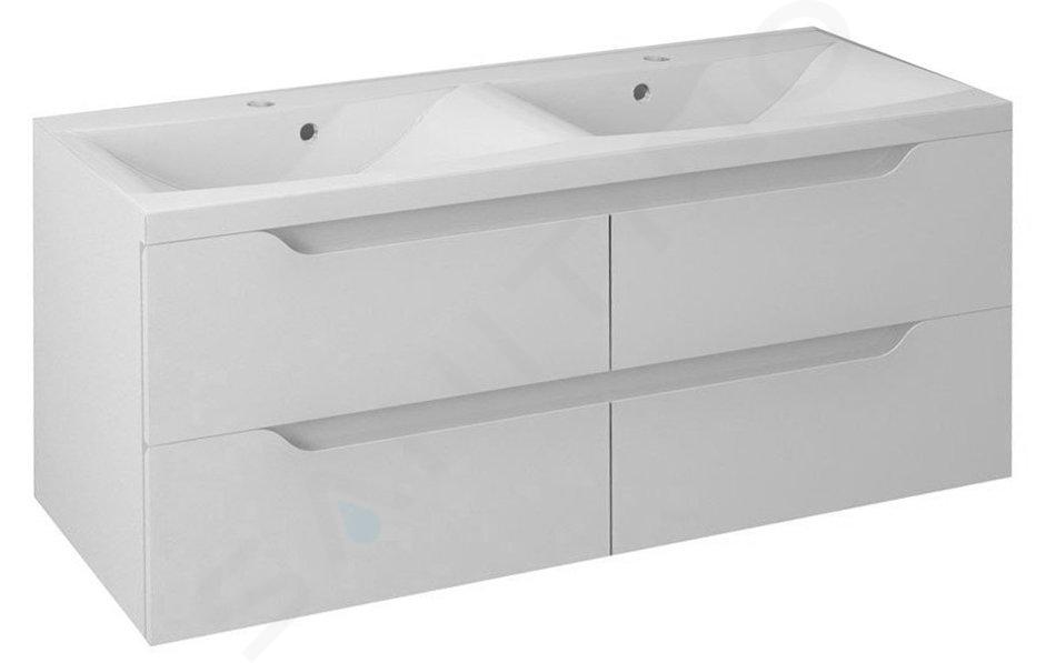 Sapho Wave - Armario bajo lavabo doble, 120x50x48 cm, blanco WA120-3030