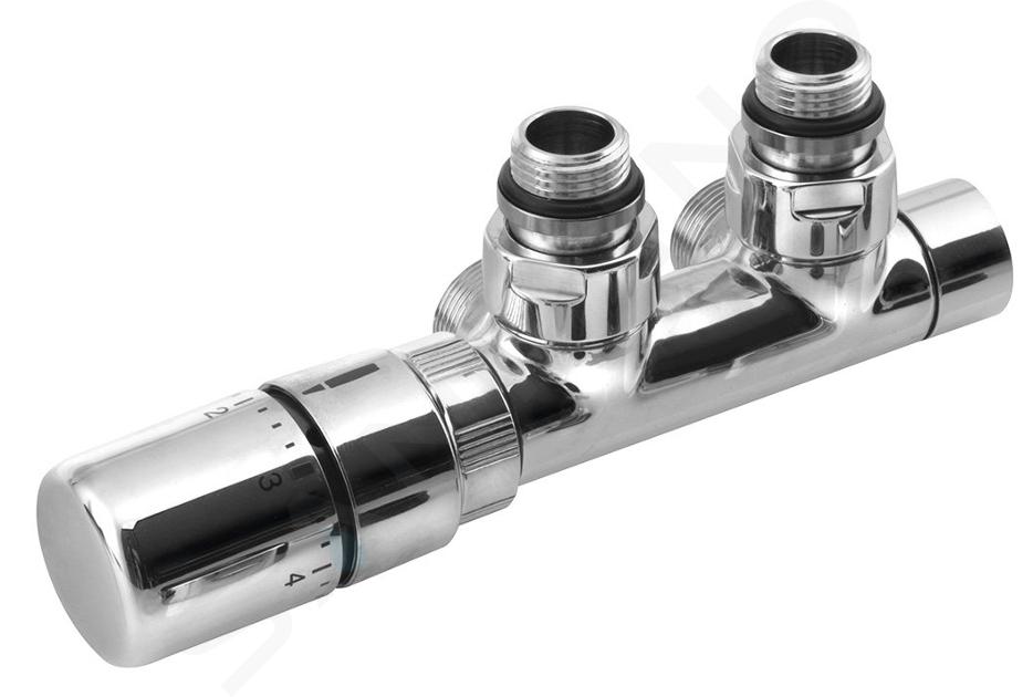 Sapho Twin - Set di valvole di connessione per attacco centrale, passo 50 mm, sinistra, cromo CP3012S