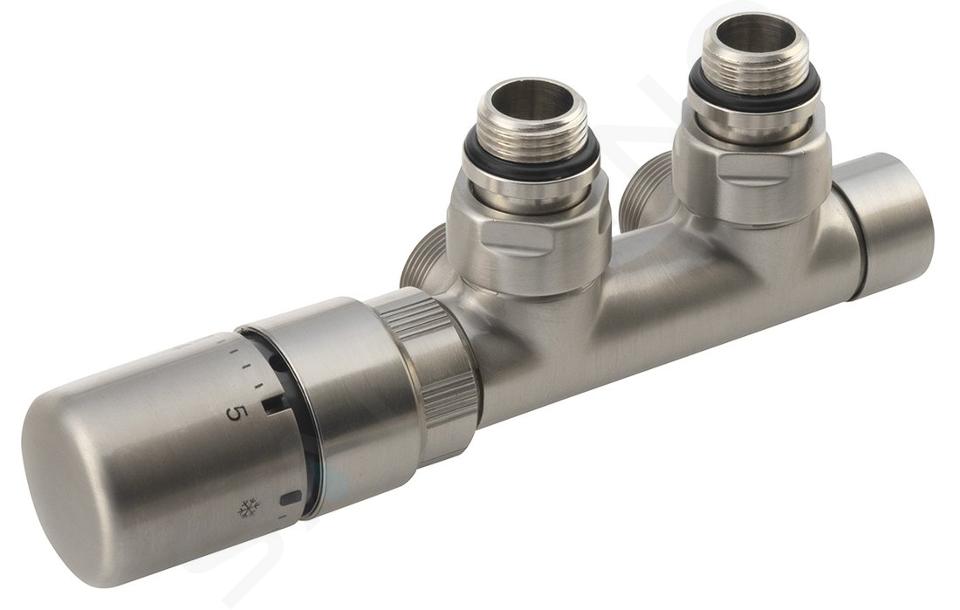 Sapho Twin - Set di valvole di connessione per attacco centrale, passo 50 mm, sinistra, acciaio inox CP3525S