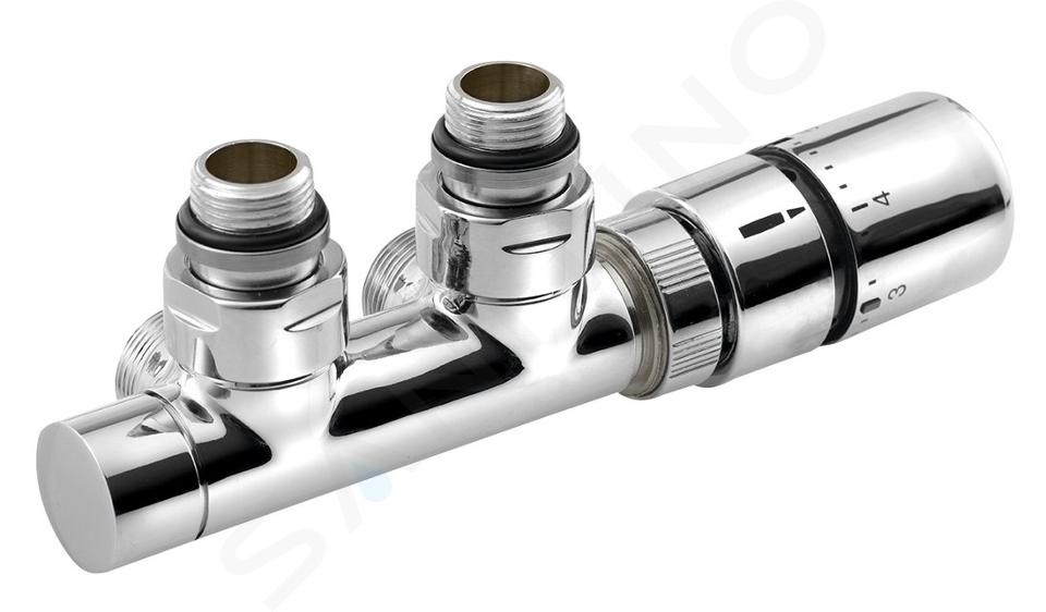 Sapho Twin - Set di valvole di connessione per attacco centrale, passo 50 mm, destra, cromo CP3010S