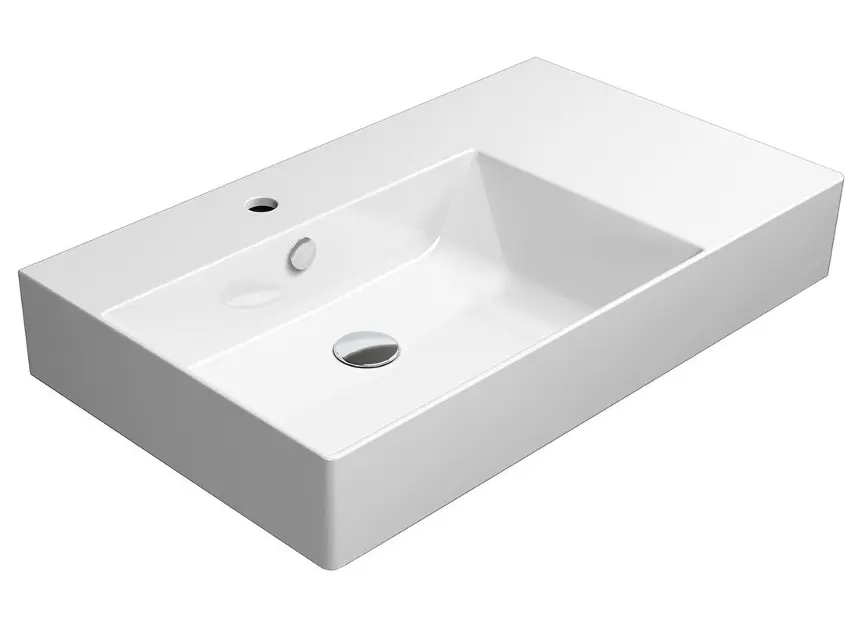 Sapho GSI Kube X - Umivaonik 80 x 47 cm, s jednim otvorom za slavinu na lijevoj strani, ExtraGlaze, bijeli 9456111