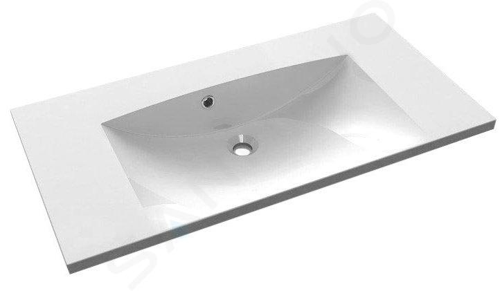 Sapho Maria - Lavabo 90x46 cm, con rebosadero, sin orificio para grifo, blanco MA090-0