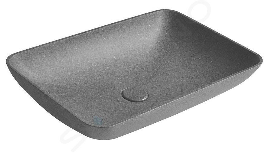 Sapho Lavabi - Lavabo da appoggio Infrane, 570x370 mm, senza troppopieno, senza foro per miscelatore, granito nero AR464