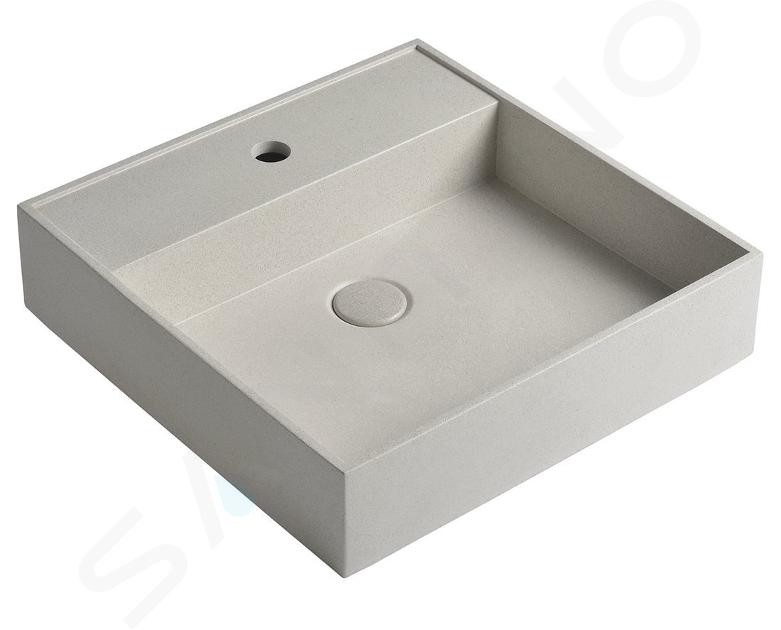 Sapho Quadrado - Lavabo da appoggio, 460x460 mm, senza troppopieno, 1 foro per miscelatore, bianco arenaria AR469