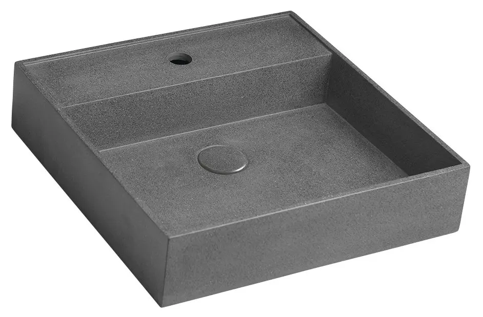 Sapho Quadrado - Umivaonik na pultu, 46 x 46 cm, bez prelijevanja, otvora za slavinu, crni granit AR468