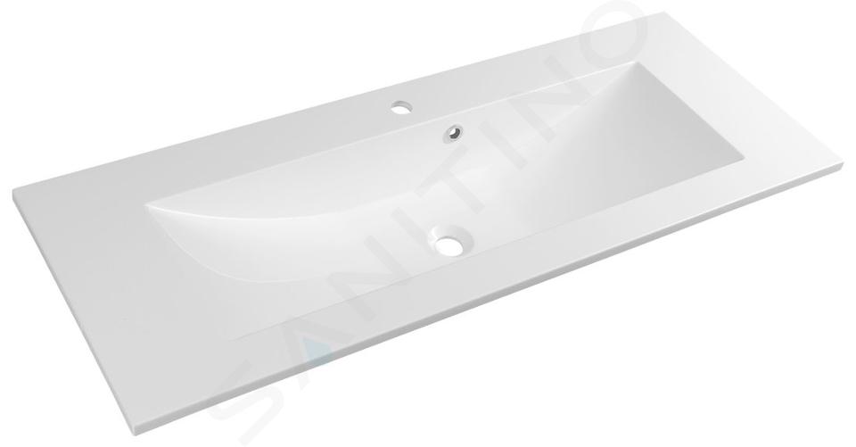 Sapho Yukon - Lavabo 1200x450 mm, avec trop-plein, 1 trous pour robinet, blanc YU121