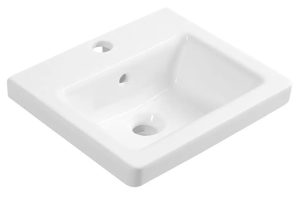 Sapho City - Infällt handfat 40x35 cm, med 1 hål för kran, vit KE040