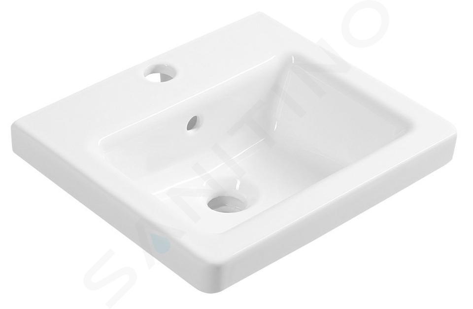 Sapho City - Lavabo encastré 400x350 mm, avec 1 point d'amorçage, blanc KE040