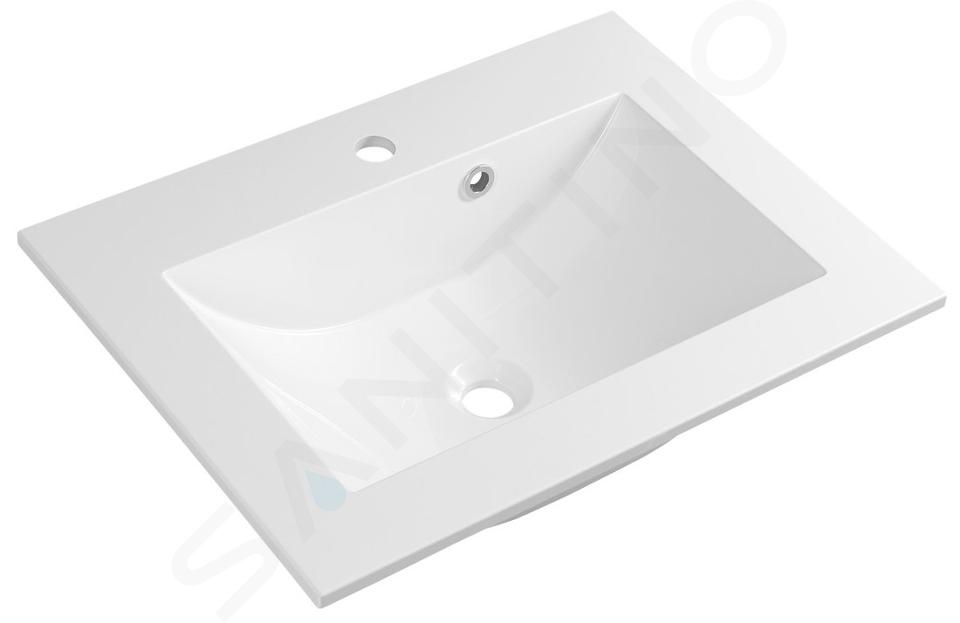 Sapho Yukon - Lavabo 60x45 cm, con troppopieno e foro per miscelatore, bianco YU060