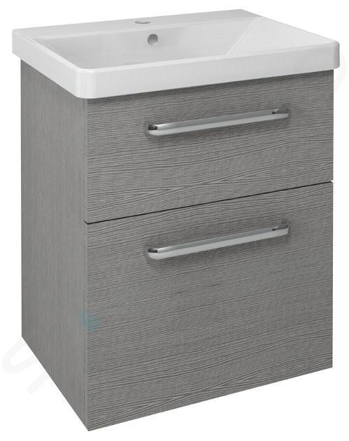 Sapho Theia - Mobile lavabo 56x70x44 cm, 2 cassetti, rovere argento TH060-1111