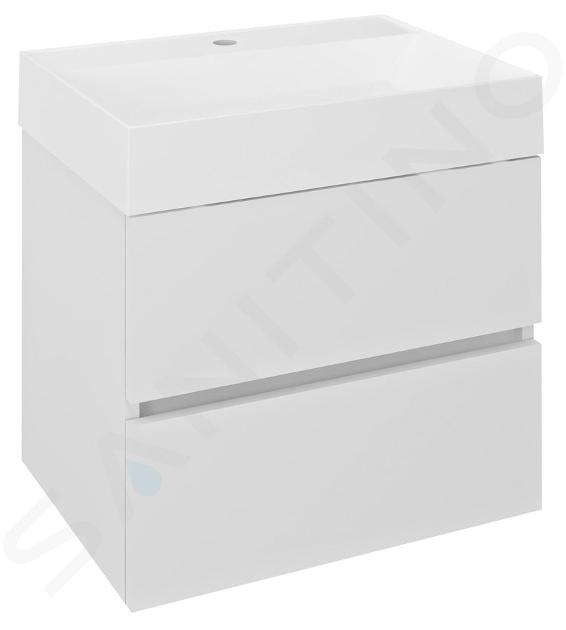 Sapho Odetta - Mueble de lavabo 570x500x435 mm, 2 cajones, blanco brillante DT060-3030