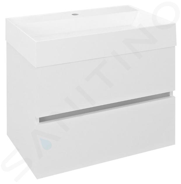 Sapho Odetta - Mobiletto da lavabo, 670x500x435 mm, 2 cassetti, bianco lucido DT070-3030