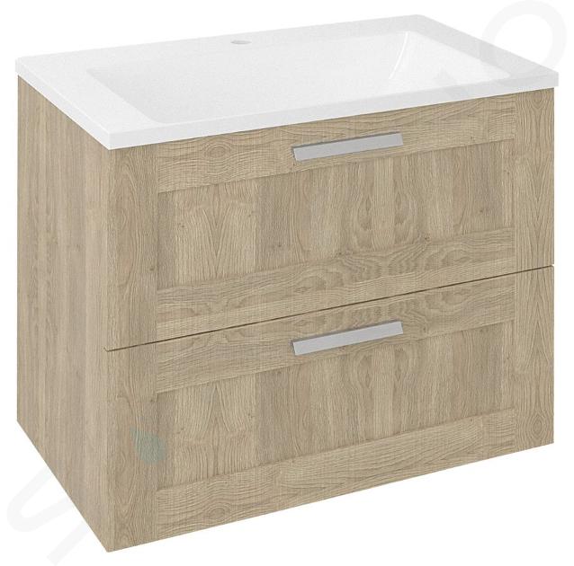 Sapho Amia - Waschtischunterschrank 75x60x45 cm, 2 Schubladen, Eiche Texas AM075-2020