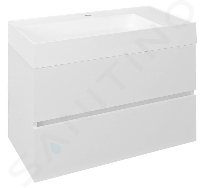 Sapho Odetta - Meuble lavabo, 82x50x44 cm, 2 tiroirs, blanc brillant DT085-3030