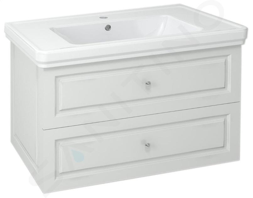 Sapho Violeta - Meuble avec lavabo, 83x52x46 cm, 2 tiroirs, blanc VI090-3131