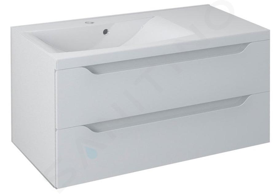 Sapho Wave - Mueble de lavabo 90x45x48 cm, izquierda, 2 cajones, blanco WA092-3030