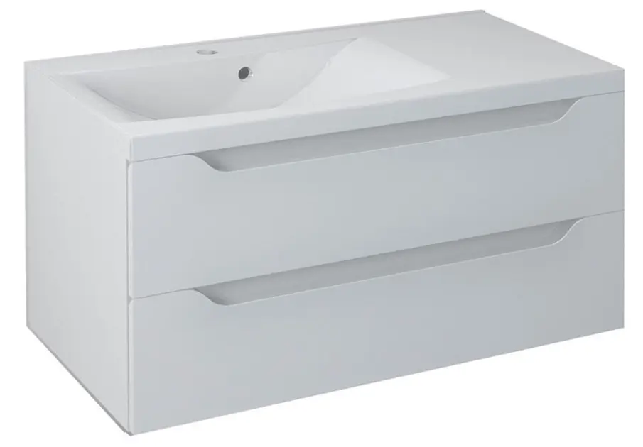 Sapho Wave - Ormarić za umivaonik 90x45x48 cm, lijevi, 2 ladice, bijeli WA092-3030