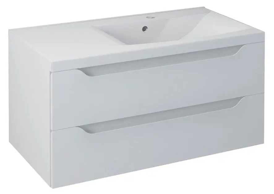 Sapho Wave - Ormarić za umivaonik 90x45x48 cm, desni, 2 ladice, bijeli WA093-3030