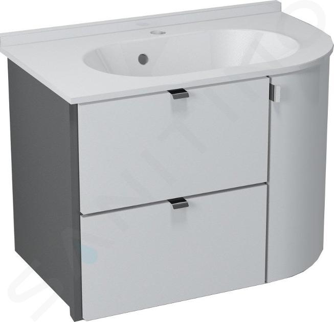 Sapho Pulse - Mobiletto da lavabo ad angolo, 75x52x45 cm, sinistra, bianco/antracite PU075-3034