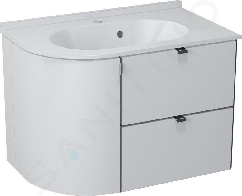 Sapho Pulse - Meuble lavabo d´angle, 75x52x45 cm, version gauche, blanc/anthracite PU076-3034