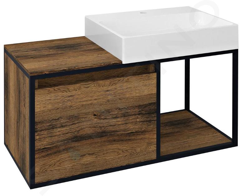 Sapho Skara - Mueble de lavabo, 100x50x47 cm, roble Collingwood/negro mate CG004-1919