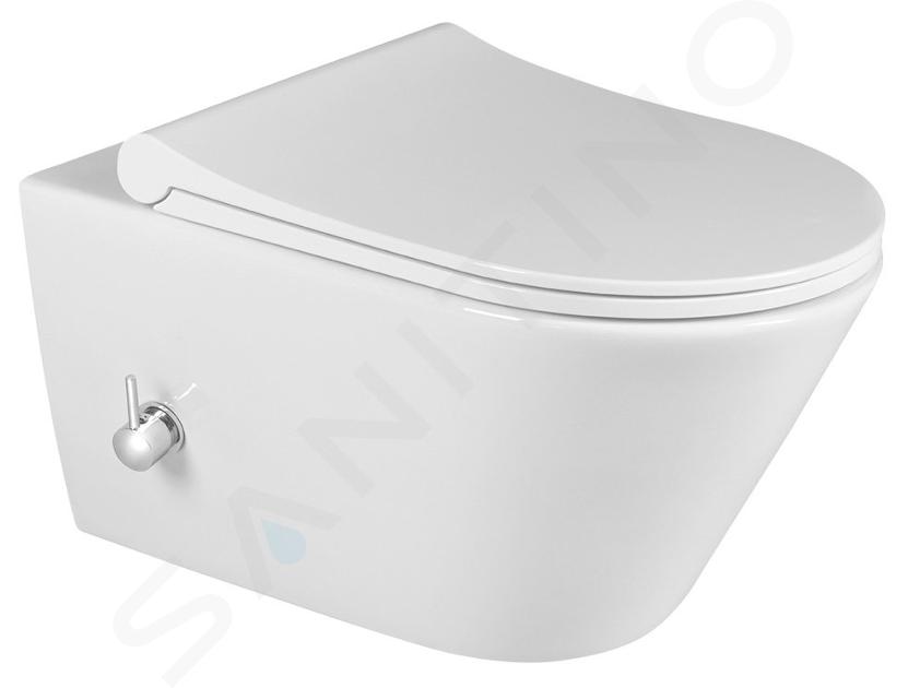 Sapho Avva - WC suspendu avec douchette de bidet, Rimless, blanc 100315