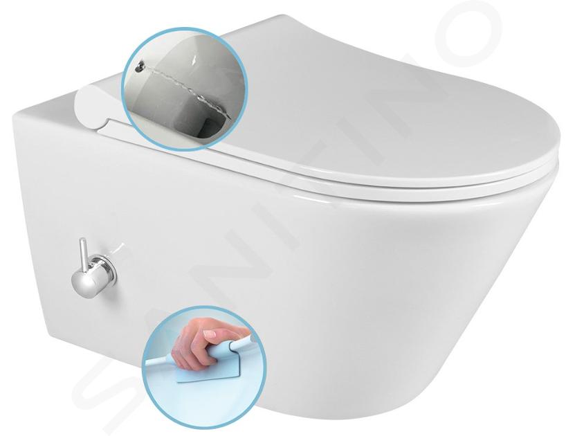 Sapho Avva - Hangend toilet met bidetdouche, Rimless, wit 100315