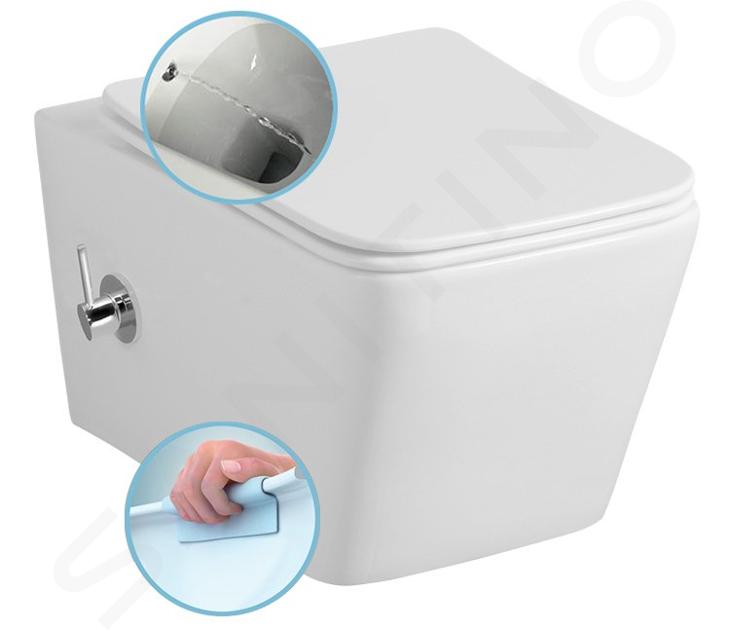 Sapho Porto - WC suspendu avec douchette de bidet, Rimless, blanc PZ102RX